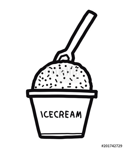 417x500 Ice Cream Cup Cartoon Vector And Illustration, Black And White