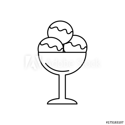500x500 Ice Cream Cup Vector Line Icon, Sign, Illustration On White