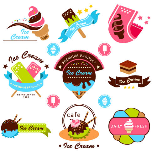 485x482 Ice Cream Shiny Labels Vector Ai Format Free Vector Download