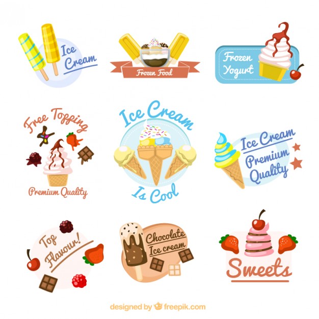 626x626 Ice Cream Badges Vector Free Download