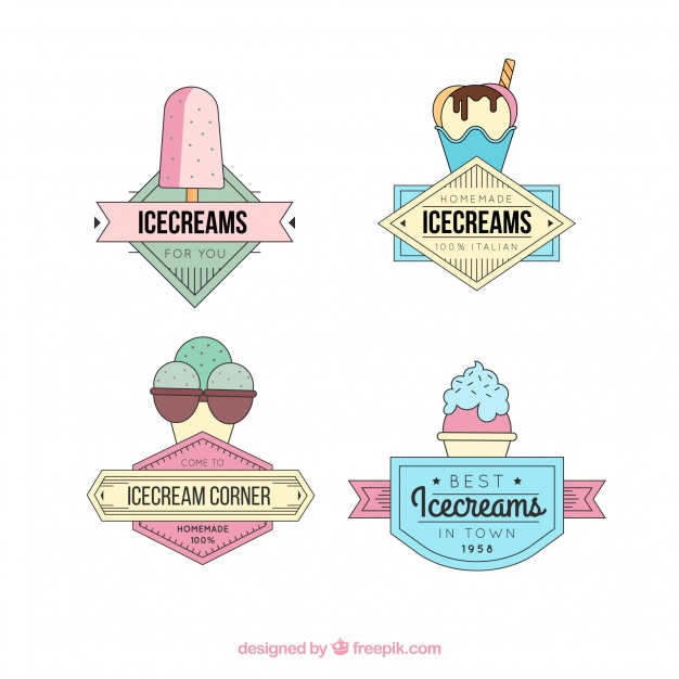 626x626 Pack Of Cute Vintage Ice Cream Logos Vector Free Download
