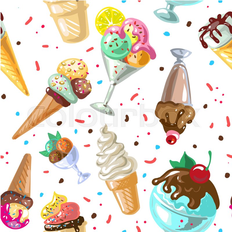 800x799 Colorful Ice Cream Seamless Pattern. Ice Pop, Snow Cone, Milkshake