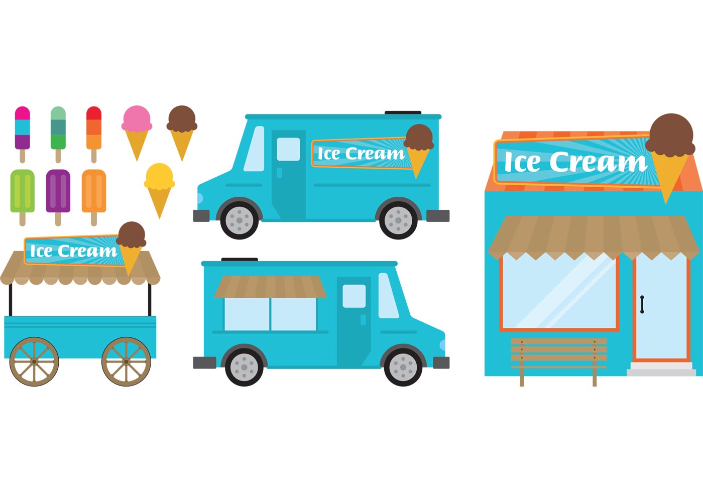 1400x980 Ice Cream Truck Free Vector Art