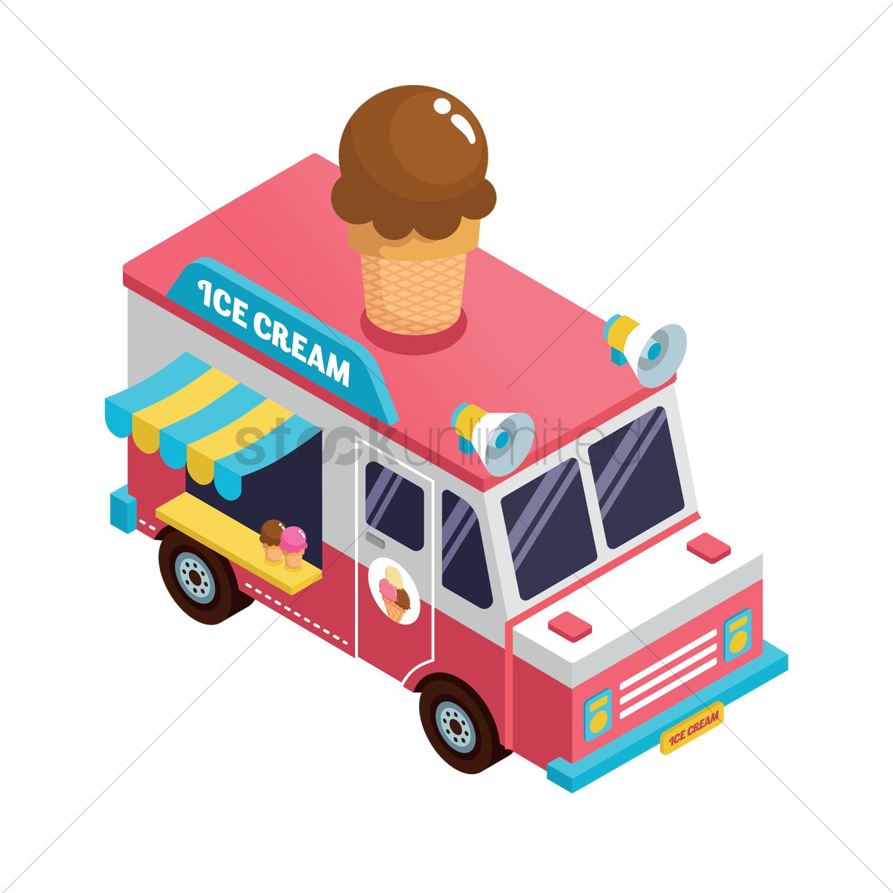 1300x1300 Ice Cream Truck Vector Image