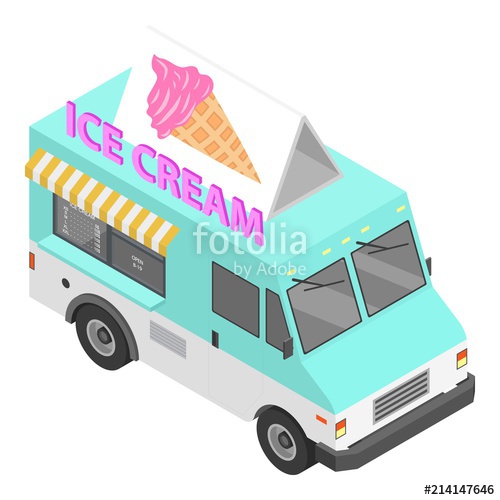 500x500 Ice Cream Truck Icon. Isometric Of Ice Cream Truck Vector Icon For