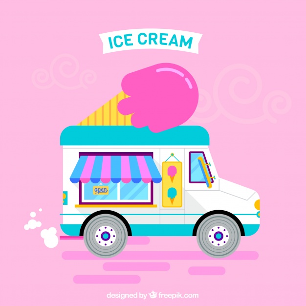 626x626 Ice Cream Truck With A Pink Background Vector Free Download