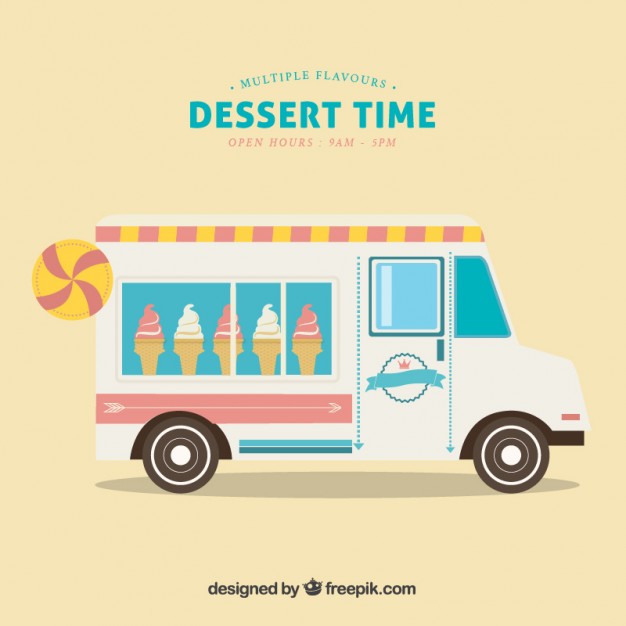 626x626 Cute Ice Cream Truck Vector Free Download