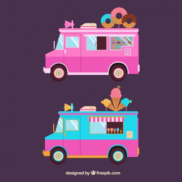 626x626 Donut And Ice Cream Trucks Vector Free Download