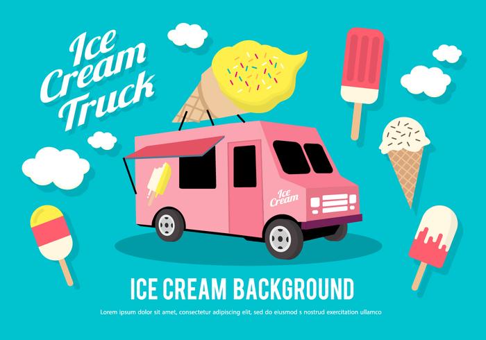 700x490 Flat Ice Cream Truck Vector Illustration