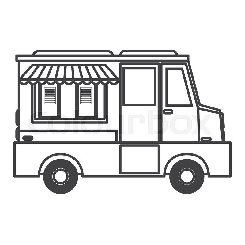 800x800 Flat Design Ice Cream Truck Icon Vector Illustration Stock