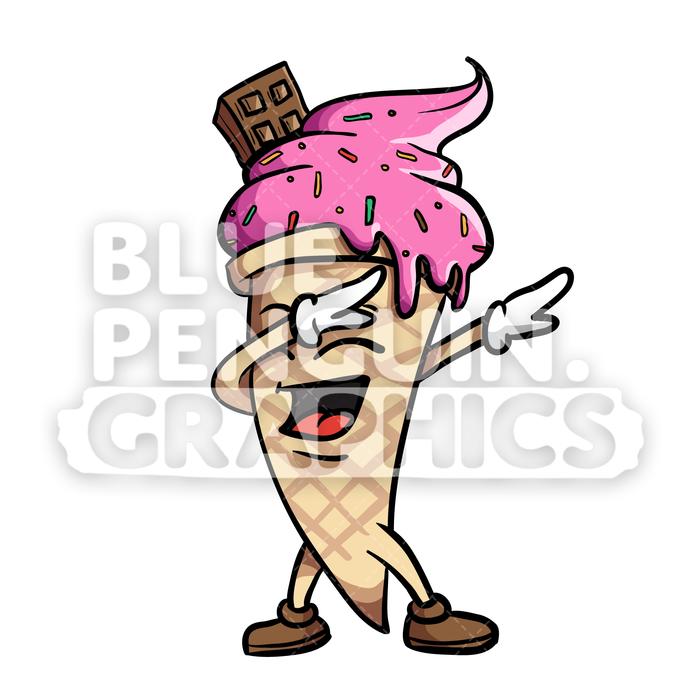 700x700 Dabbing Ice Cream Vector Cartoon Clipart Illustration Blue