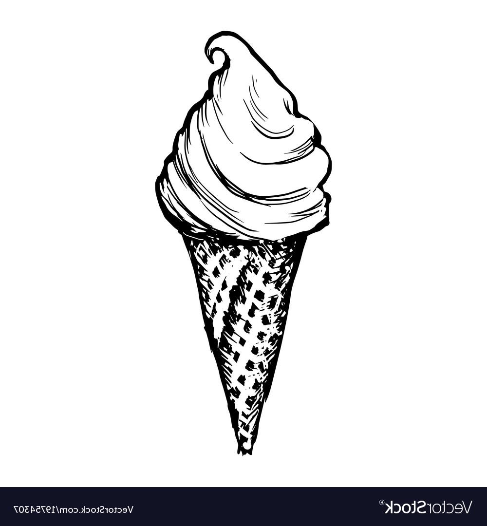 1000x1080 Hd Ice Cream Waffle Cone Skecth Hand Drawn Icecream Vector Images