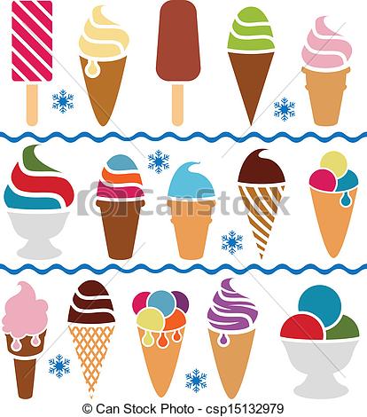 414x470 Vector Ice Cream Icons. Vector Isolated Colorful Ice Cream Icons.
