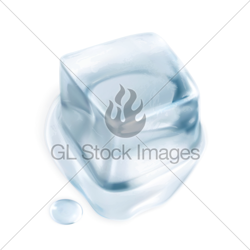 500x500 Ice Cube, Vector Illustration Isolated On White Background Gl