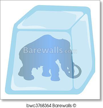 362x382 Art Print Of Illustration Of Mammoth In Ice Cube Barewalls