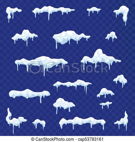 450x470 Snow And Ice Vector Frames. Winter Cartoon Snow Caps, Snowdrifts