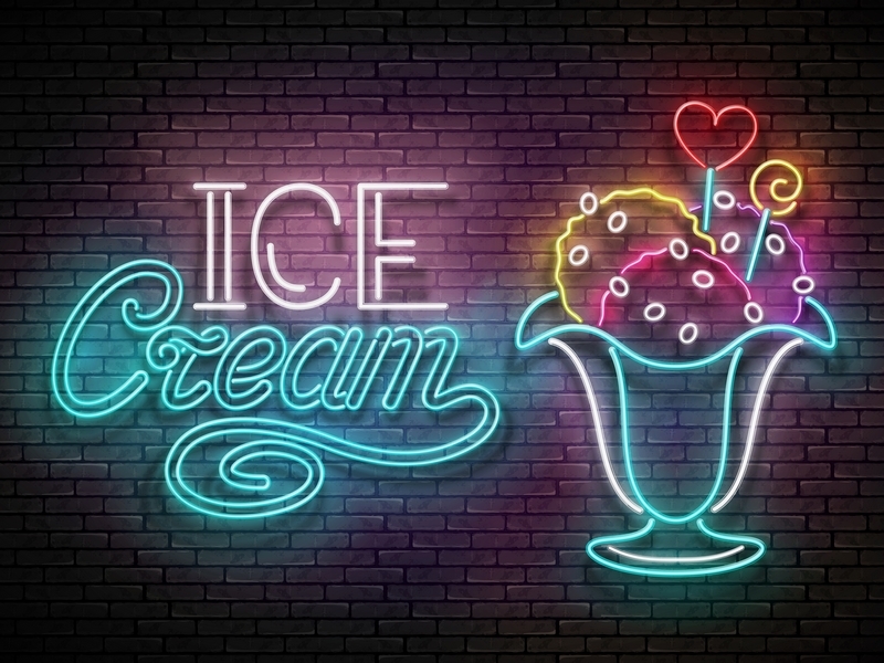 800x600 Ice Cream Neon Poster, 100% Vector Art By Irina Krivoruchko