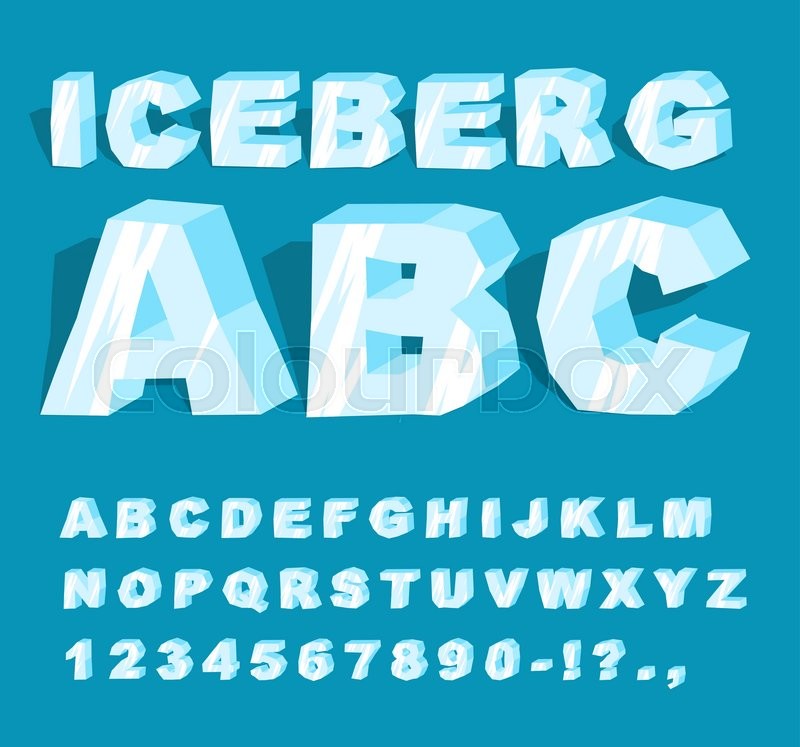 800x747 Iceberg Font. Ice Alphabet. Set Of Letters From Cold Ice. Frosty