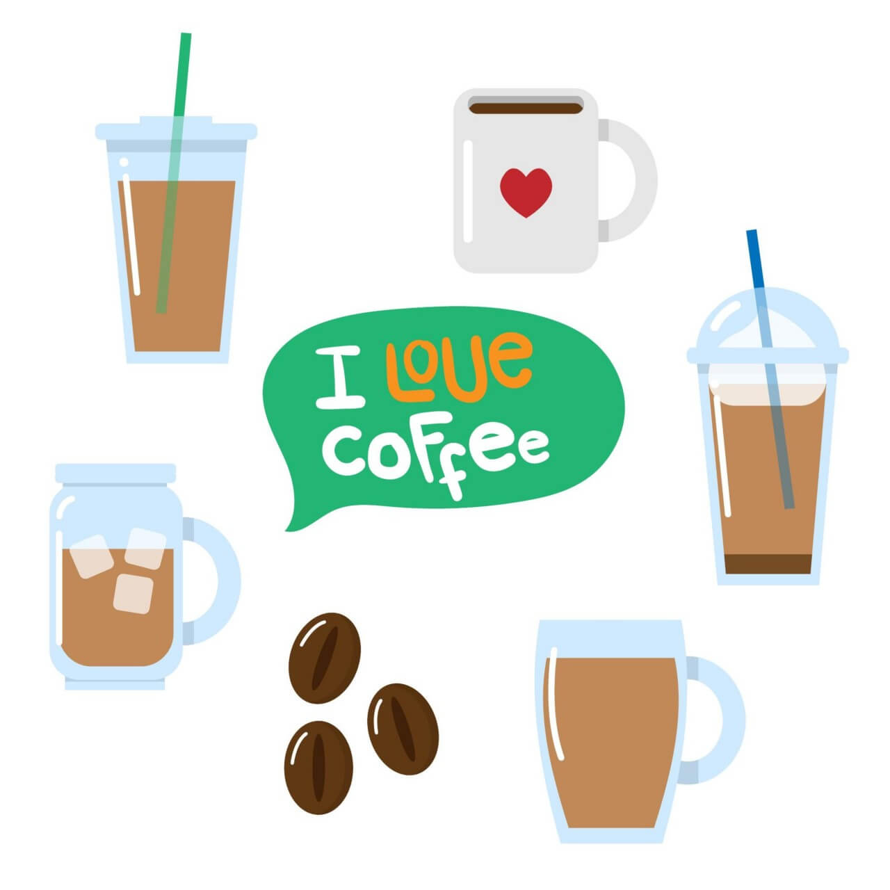 1280x1280 Free Vector Various Coffee Vectors