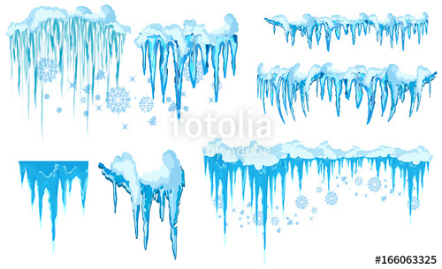 500x305 Vector Icicle And Snow Elements Clipart. Different Snow Cap Stock