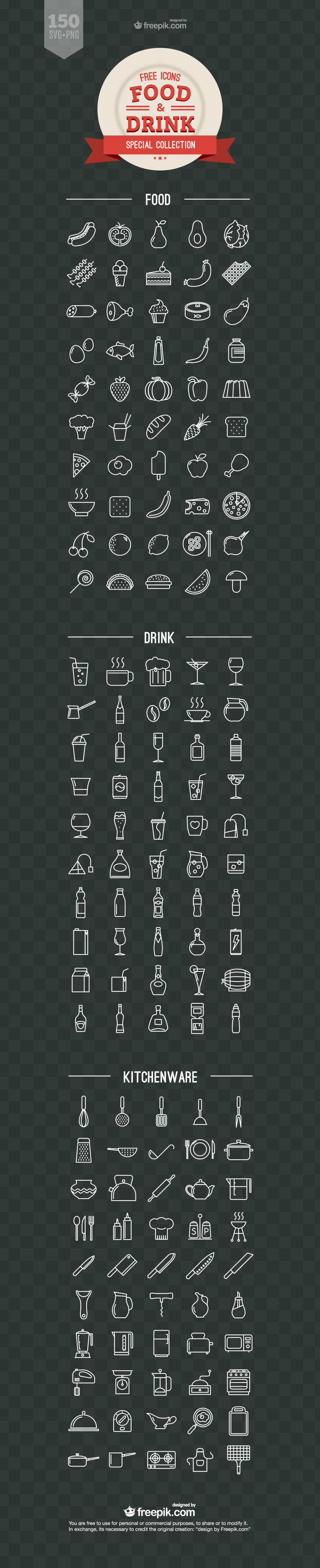 1100x5397 Food And Drink Icons Vector Free Download