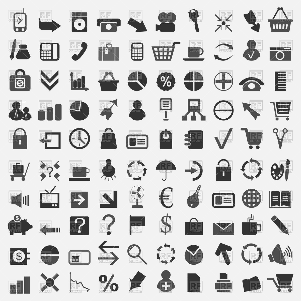 1200x1200 Collection Of Office Theme Icons Vector Image Vector Artwork Of