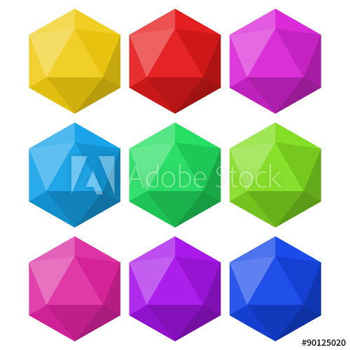 500x500 Icosahedron In Different Colors For Design And Logos