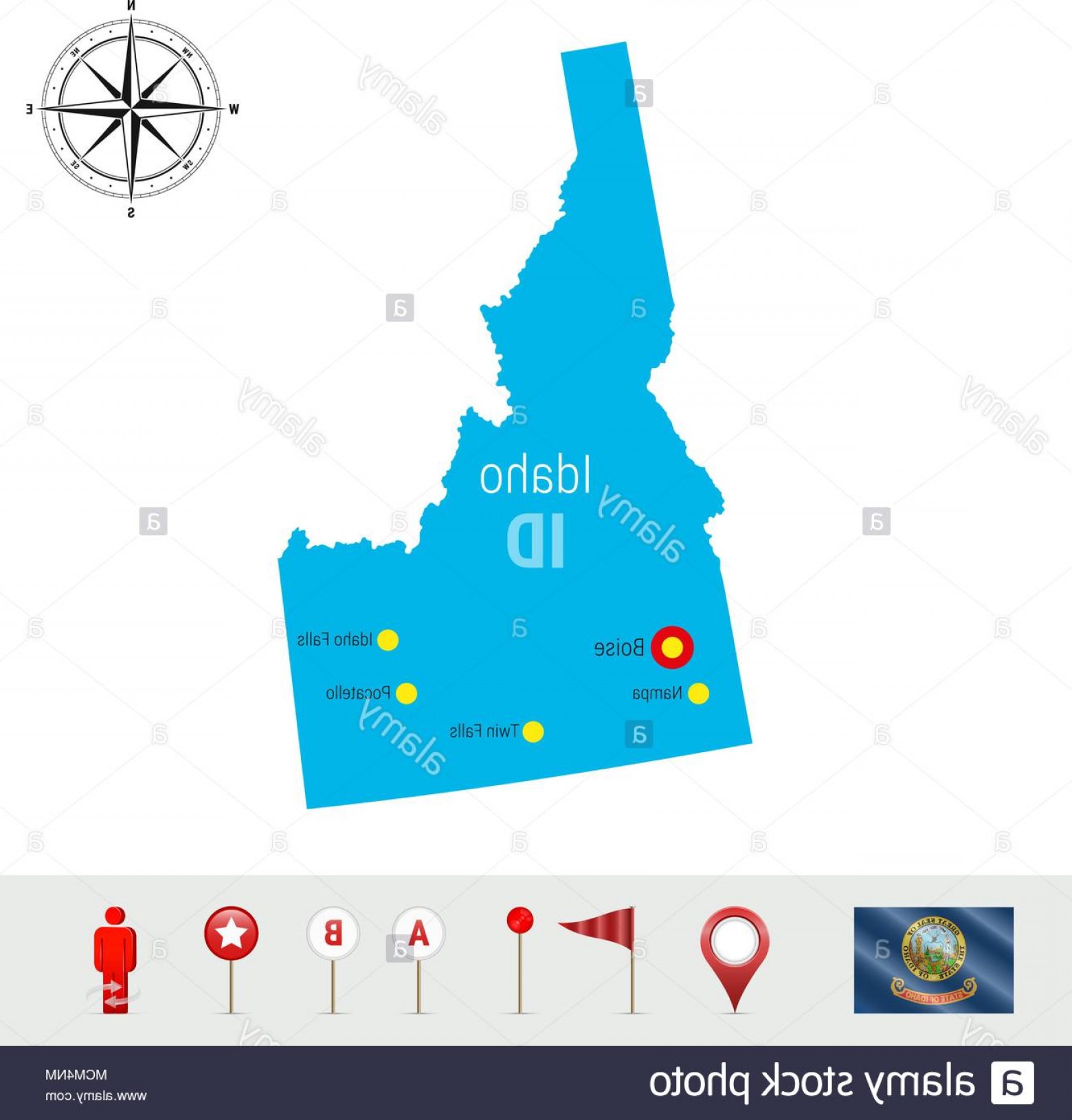 1560x1629 Idaho Vector Map Isolated On White Background High Detailed