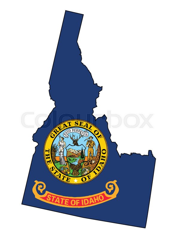 596x800 Outline Of The State Of Idaho Isolated With Flag Inset Stock