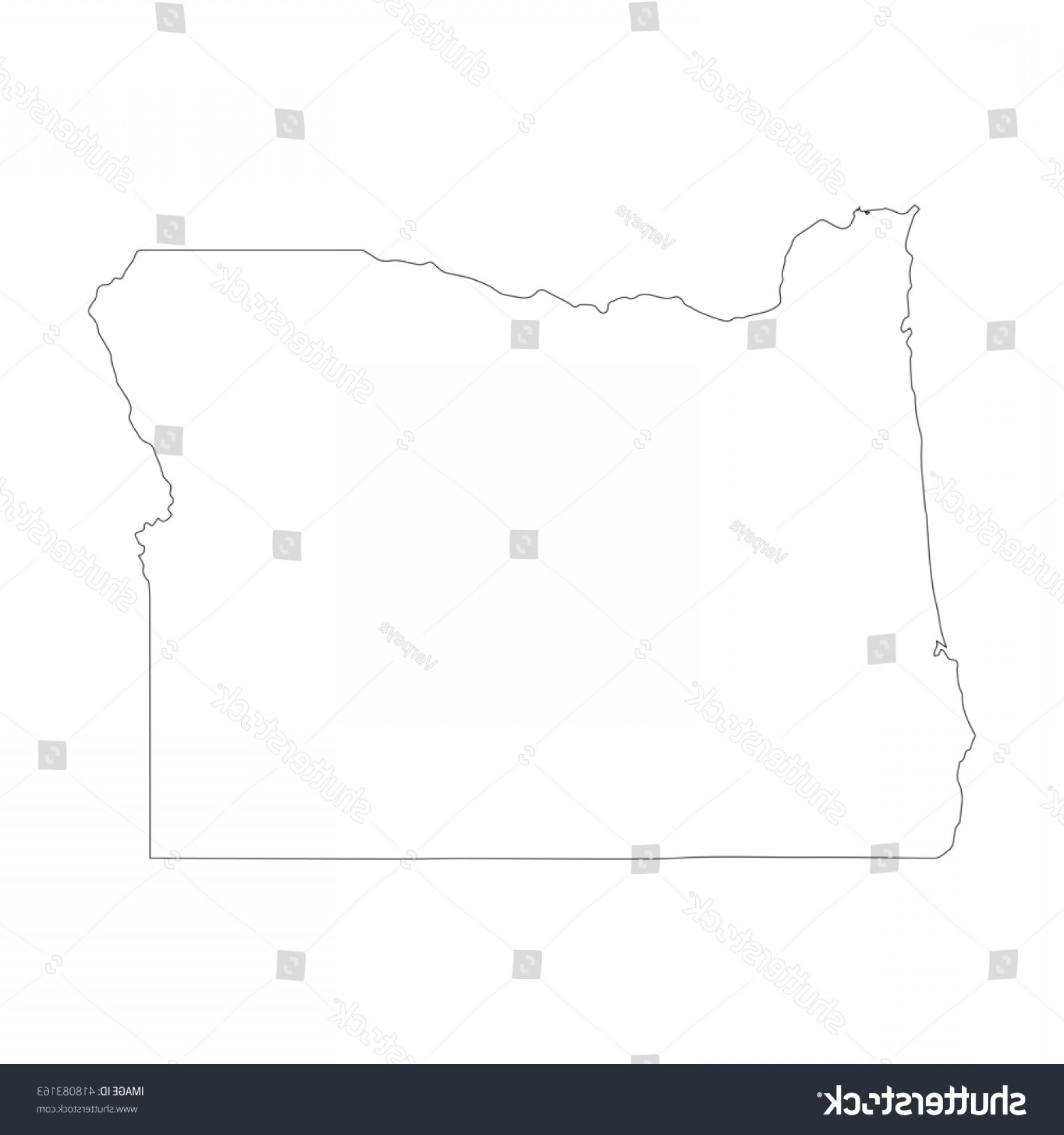 1800x1920 Vector Map Oregon Outline Isolated Illustration Lazttweet