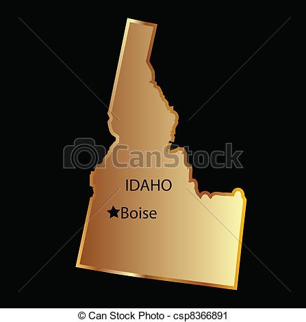 447x470 Idaho State Map In Gold.