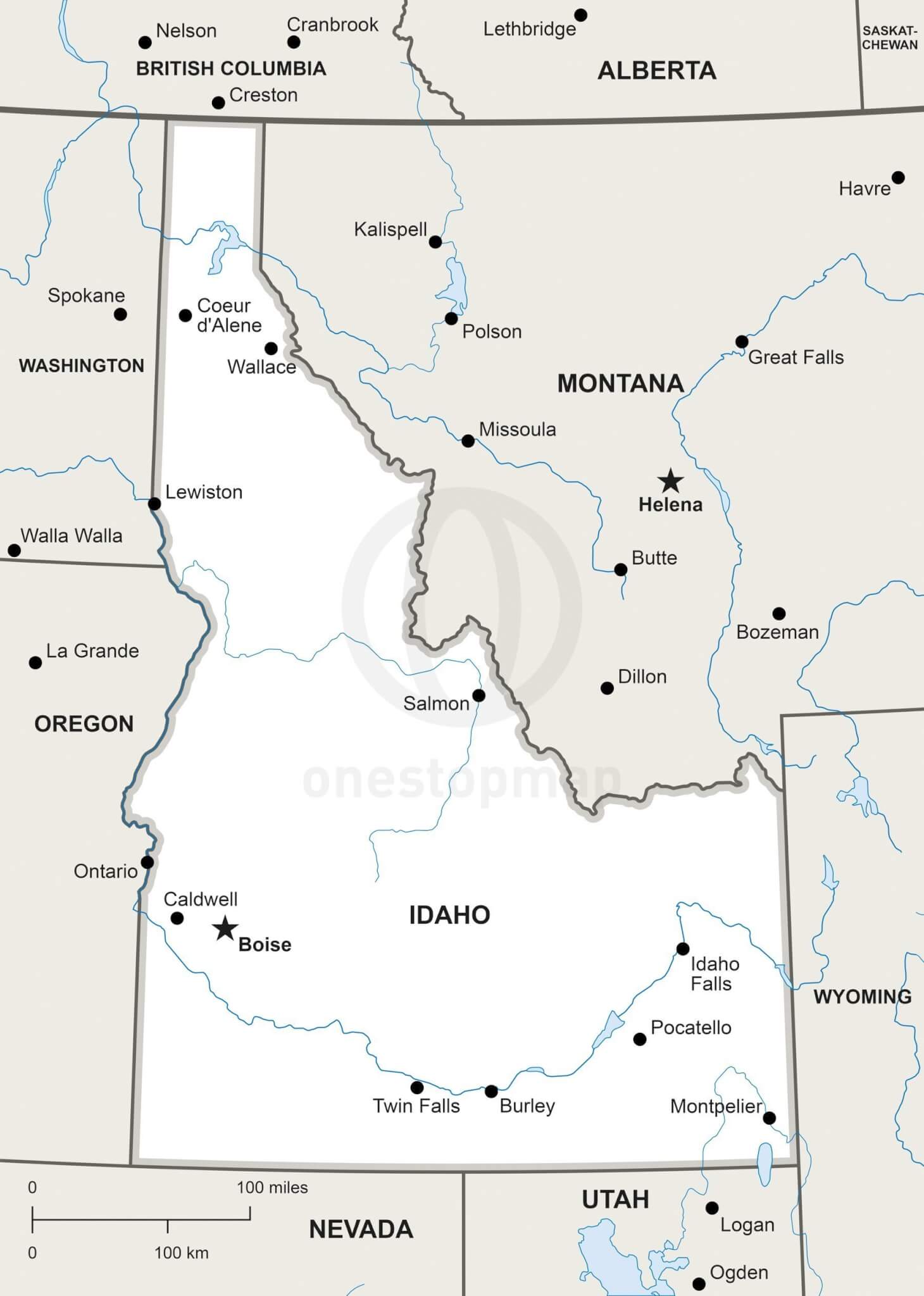 1460x2048 Vector Map Of Idaho Political One Stop Map