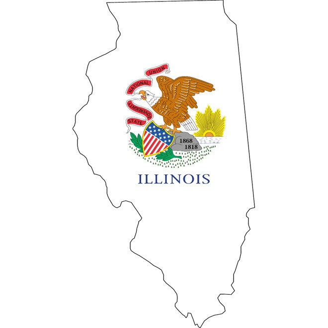 660x660 Map And Flag Of Illinois