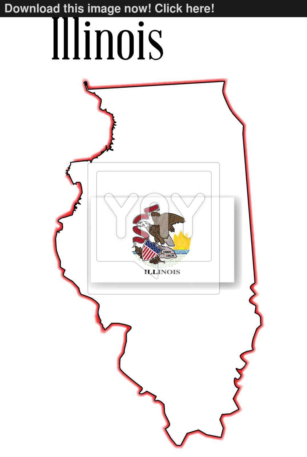 1076x1600 Illinois State Map And Flag Vector