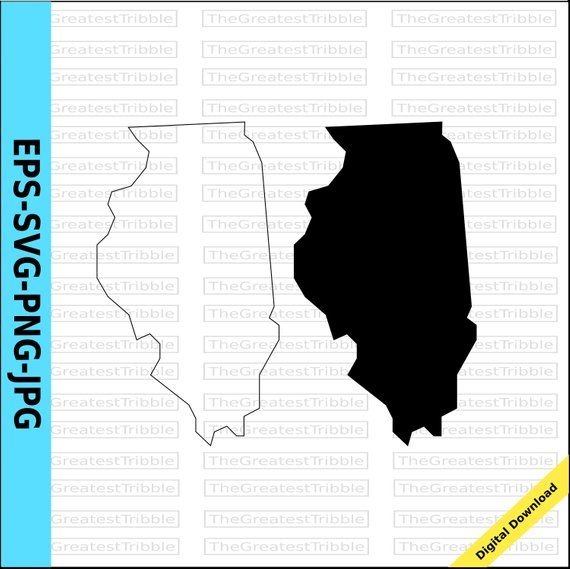570x569 Illinois State Map Svg Png Jpg Eps Vector Graphic Clip Art Etsy