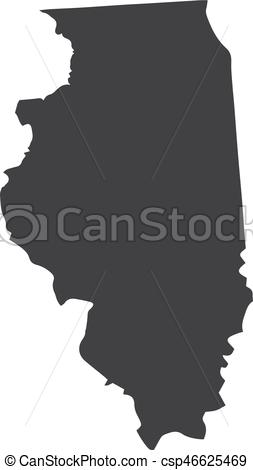 253x470 Illinois State Map In Black On A White Background. Vector