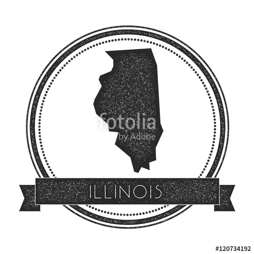 500x500 Illinois Vector Map Stamp. Retro Distressed Insignia With Us State