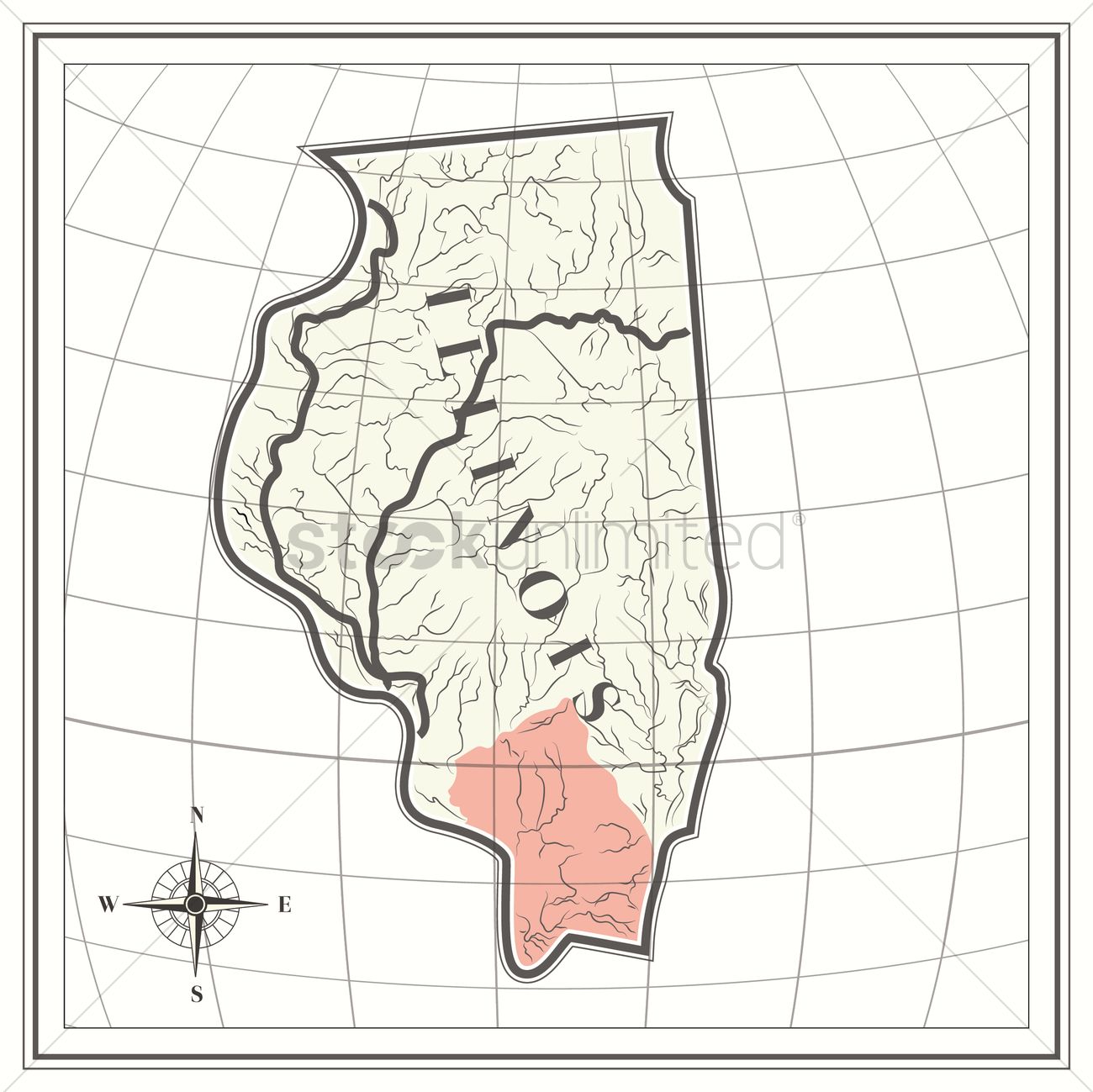 1300x1299 Map Of Illinois State Vector Image