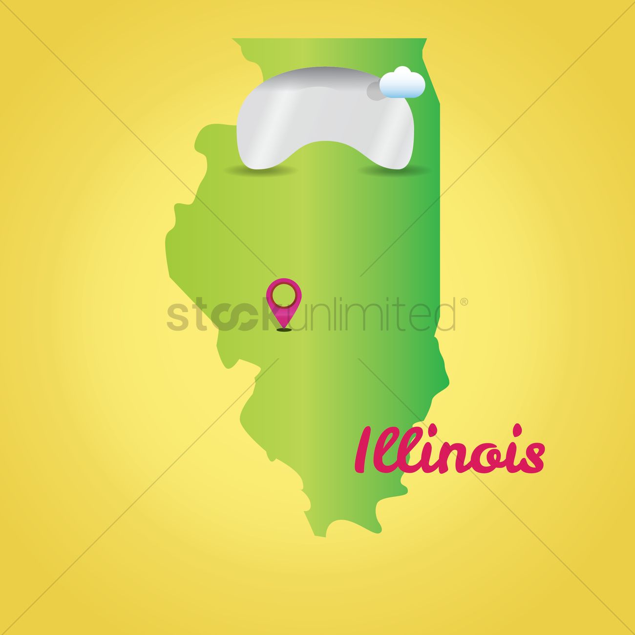 1300x1300 Map Of Illinois State Vector Image