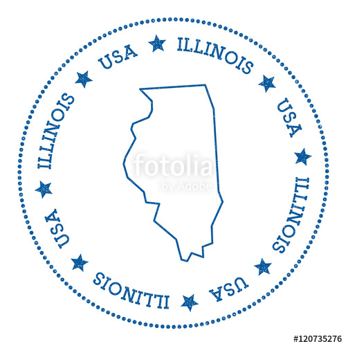 500x500 Illinois Vector Map Sticker. Hipster And Retro Style Badge With