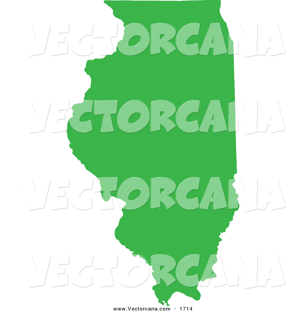 1024x1044 Vector Of A Green Silhouette Of The State Of Illinois, Usa By