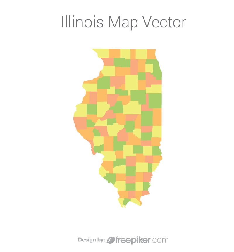800x862 Freepiker Illinois Map Colorful Vector Design