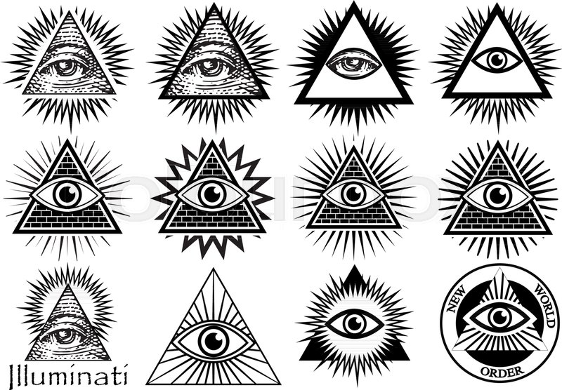 800x556 Illuminati Symbols, Masonic Sign, All Seeing Eye Stock Vector