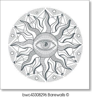 362x382 Art Print Of All Seeing Eye Illuminati New World Order Vector