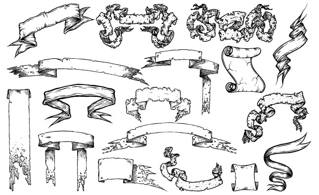 645x395 The Tattered Adobe Illustrator Scroll Banner Vector Pack