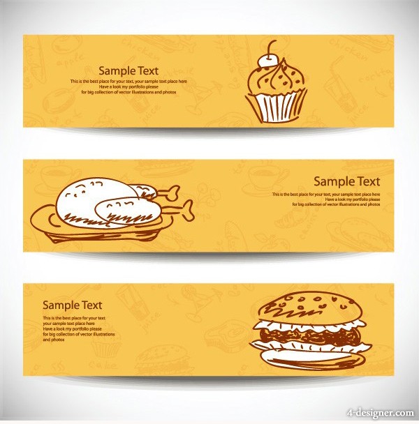 600x608 4 Designer Food Illustrator Banner Vector Material 2