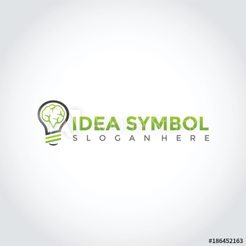 500x500 Idea Symbol Logo Design. Lamp And Brain Icon. Vector Illustrator