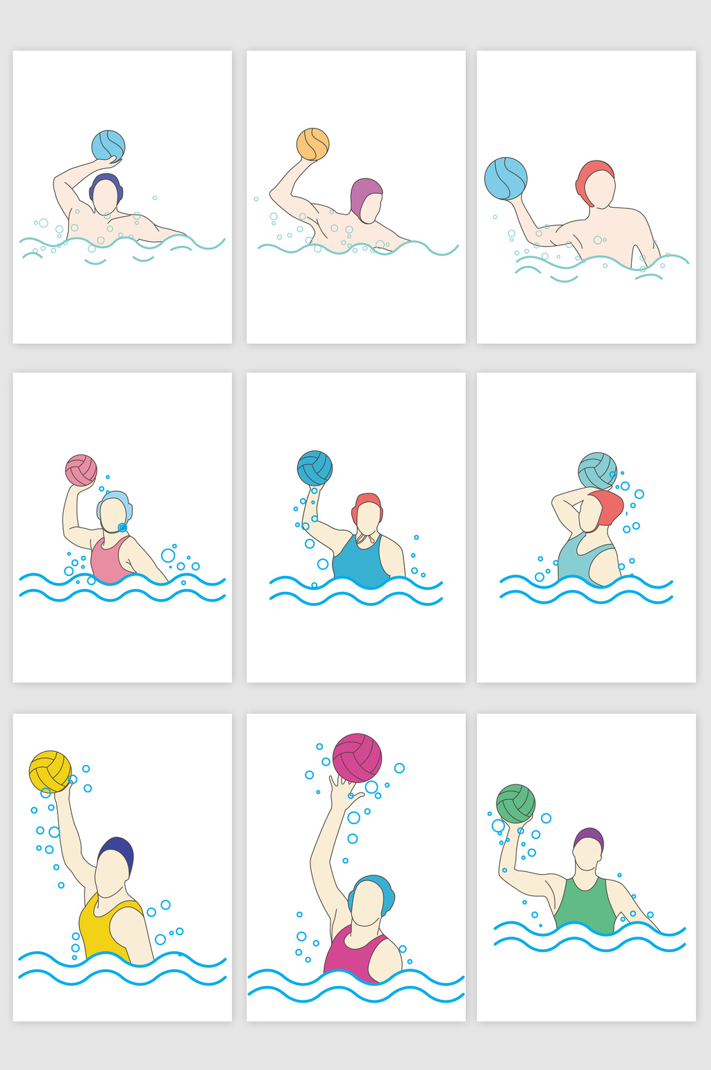 1024x1540 Volleyball Swimming Game Illustrator Vector Graphic Free Download
