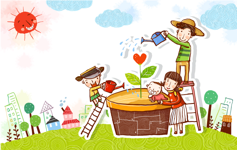 800x508 Watering Flowers Children Illustrator Vector Free Vector Graphic