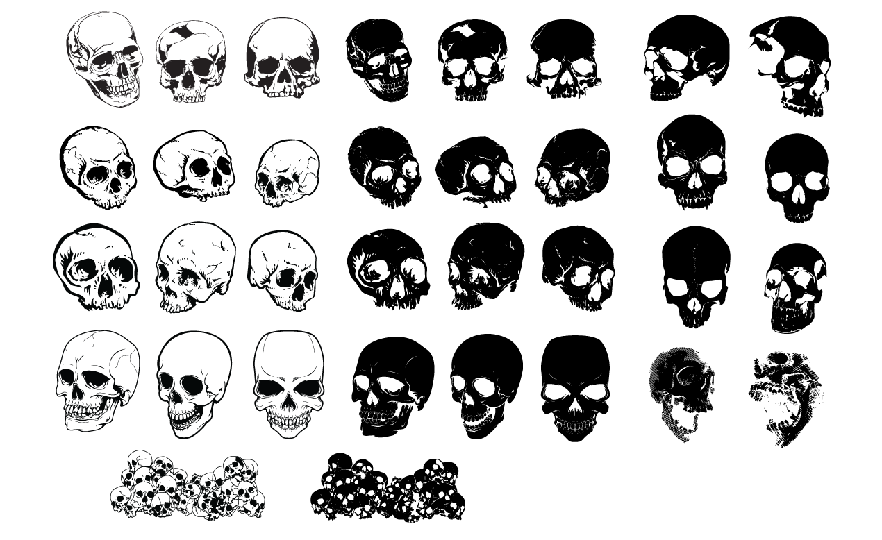 1270x778 Skulls Vector Pack For Adobe Illustrator